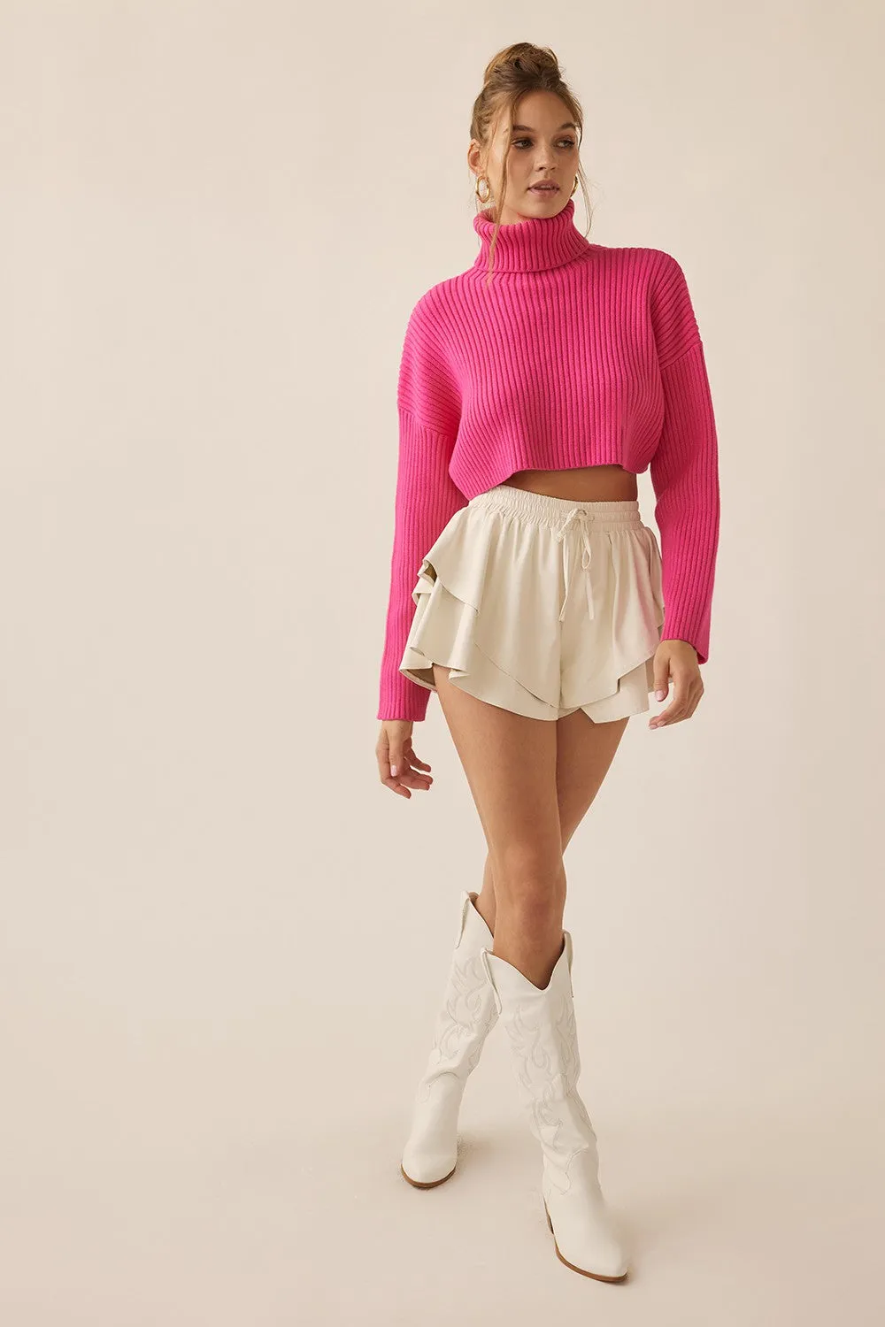 Ain't Worried About It Faux Leather Ruffle Short