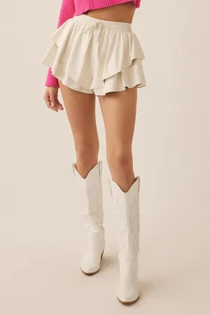 Ain't Worried About It Faux Leather Ruffle Short