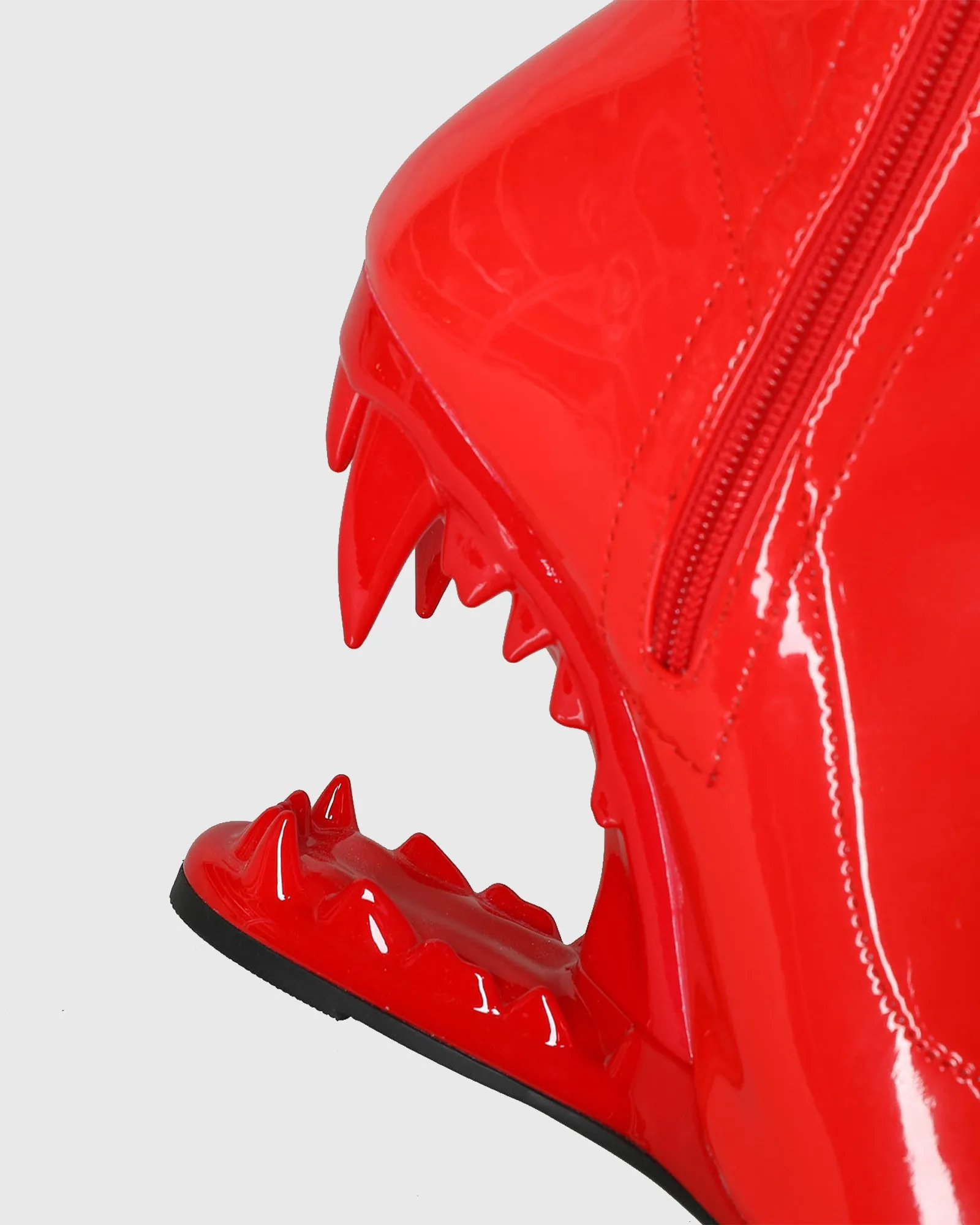 Antonia Wolf Tooth PVC Over The Knee Boots In Red