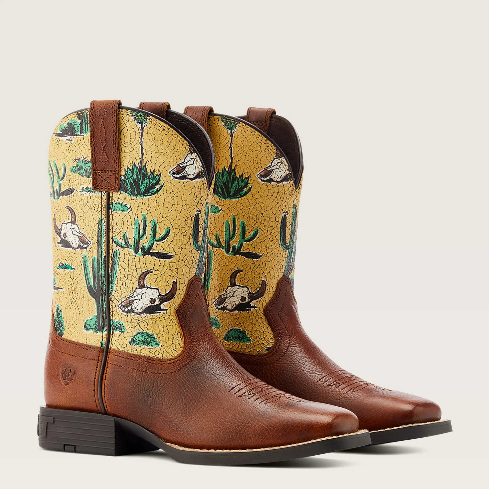 Ariat Kid's Round Up Wide Square Toe Boot - Spiced Cider/Desert Scene