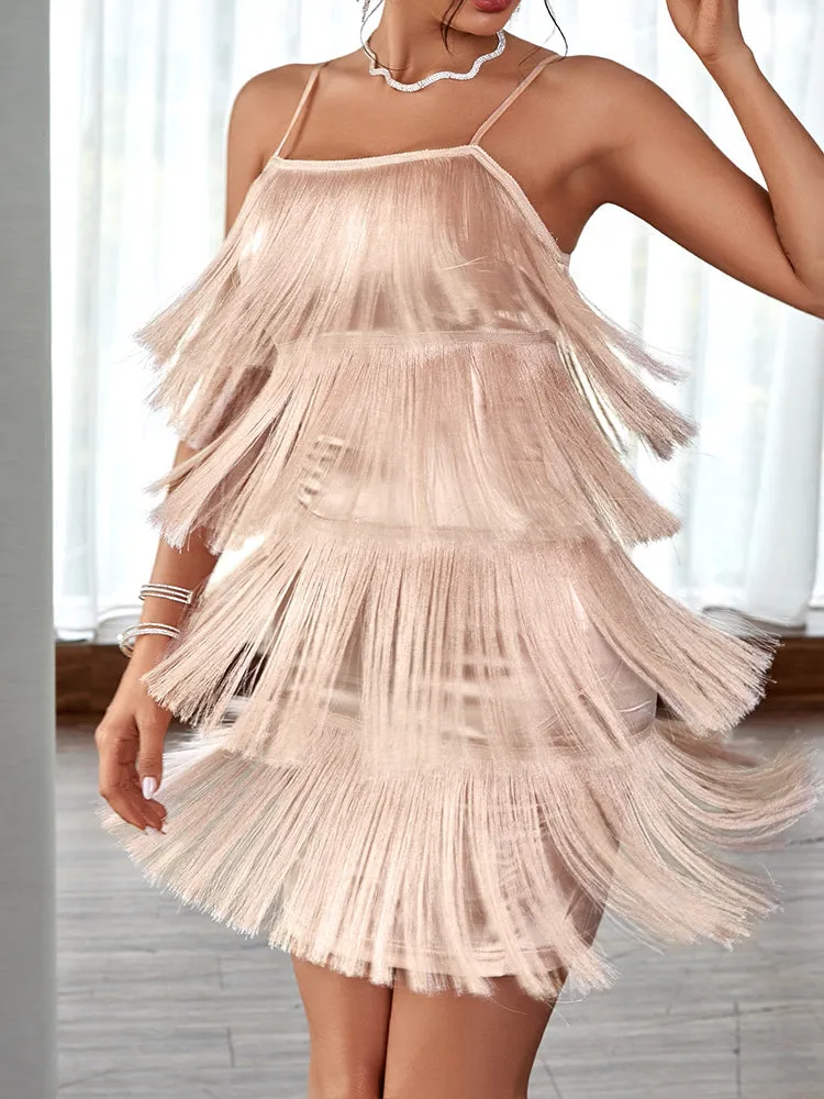 Chic Tassel-Adorned Strappy Mini Dress