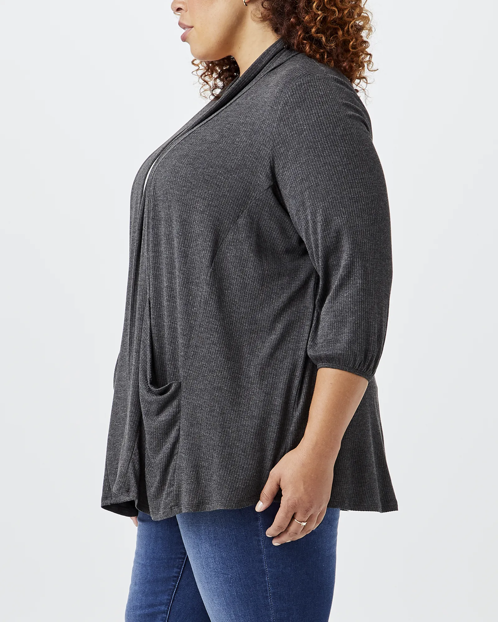 Cia 3/4 Sleeve Cardigan | Charcoal Grey