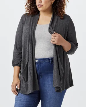 Cia 3/4 Sleeve Cardigan | Charcoal Grey