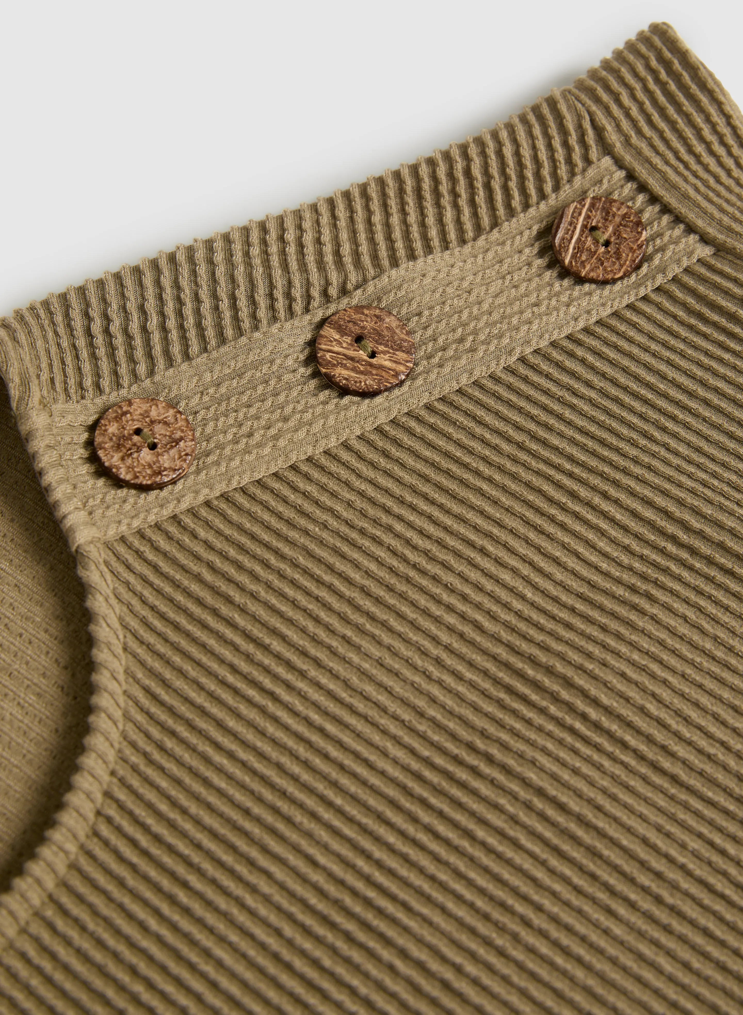Decorative Buttons Ribbed Knit T-Shirt