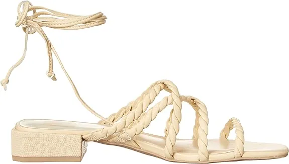Dolce Vita Hayley Vanilla Stella Tie Up Squared Open Toe Strappy Heeled Sandals