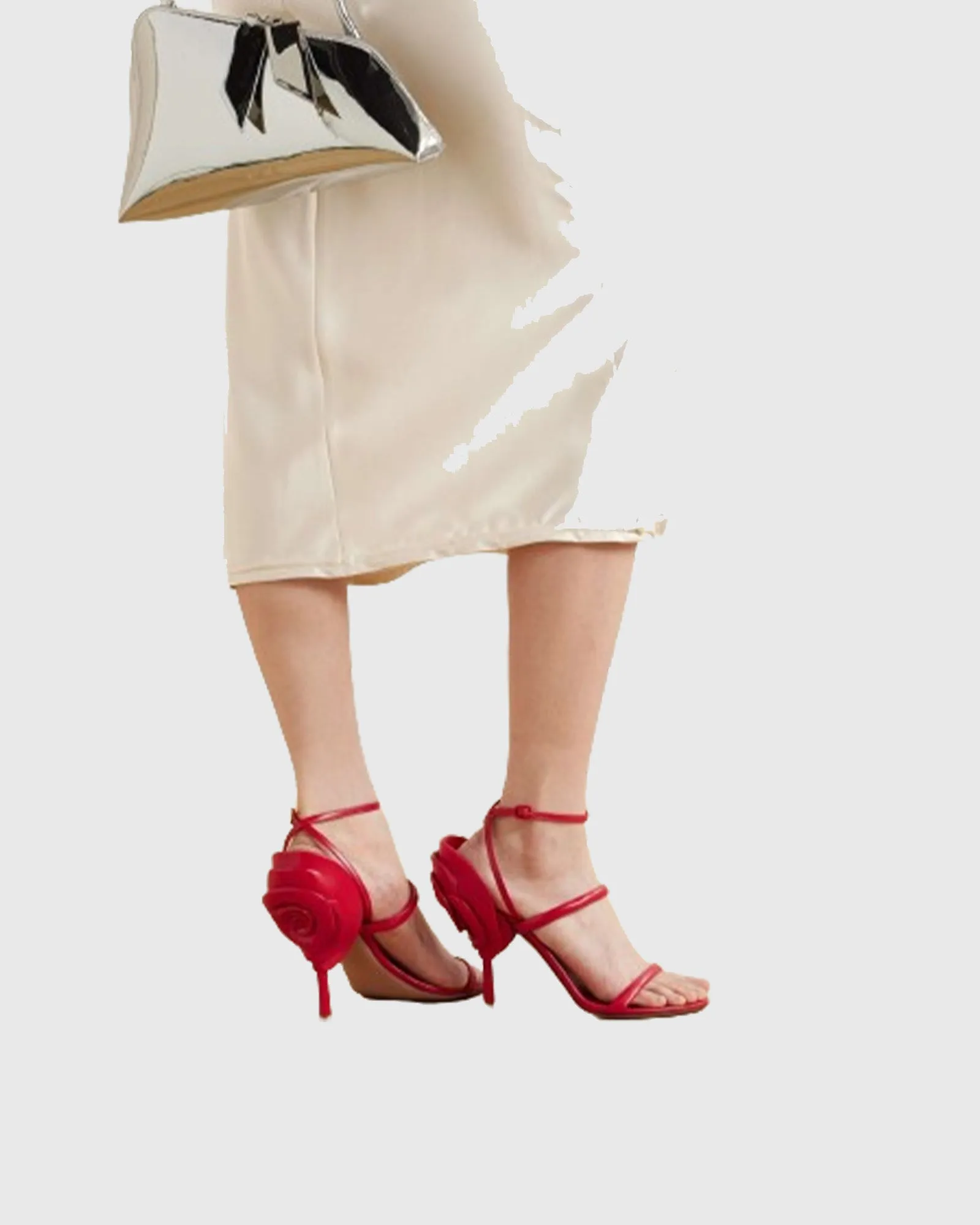 Edmonda Flower Strap Sandals In Red