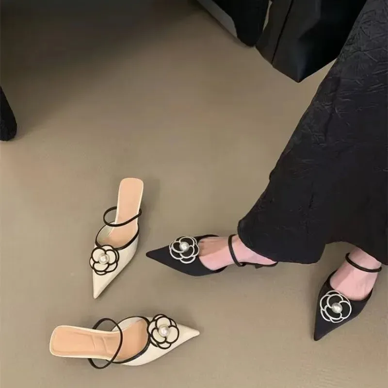 Flower Pointed Toe Heels