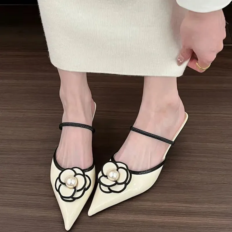 Flower Pointed Toe Heels