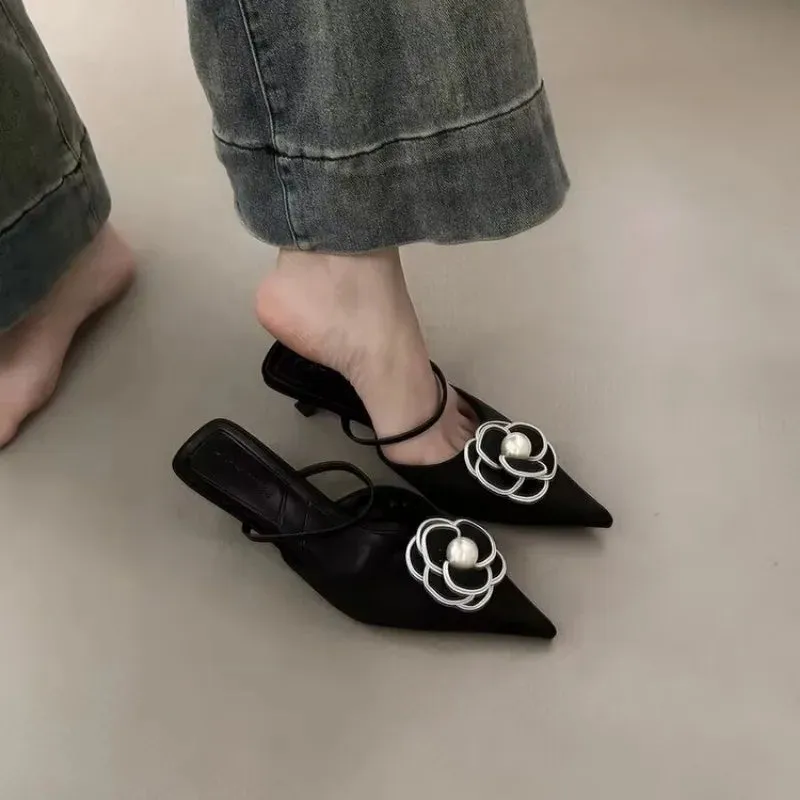 Flower Pointed Toe Heels