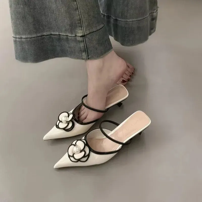 Flower Pointed Toe Heels