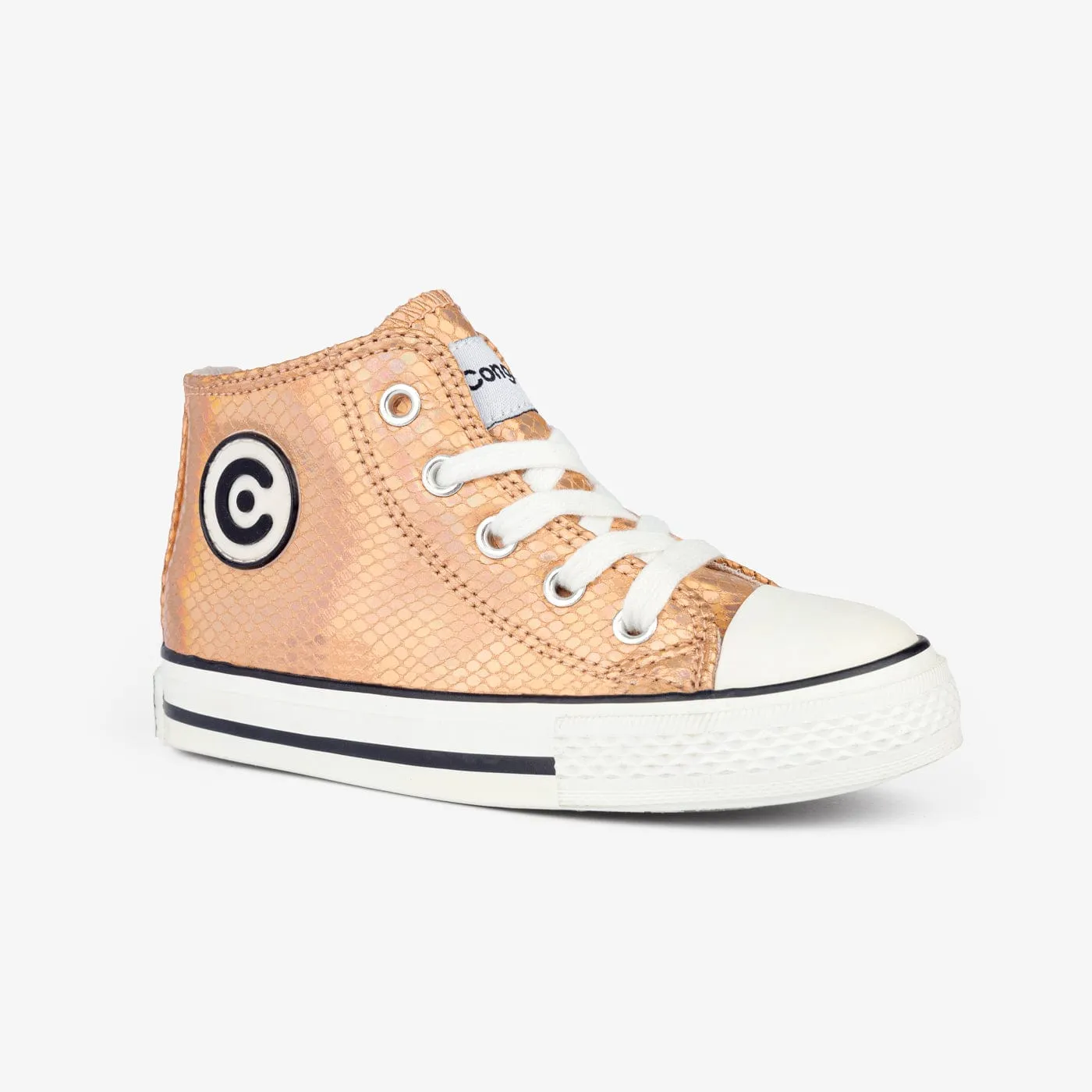 Girl's Pink Metallic Hi-Top Sneakers