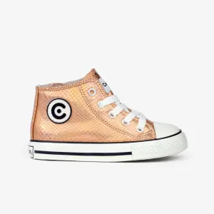 Girl's Pink Metallic Hi-Top Sneakers