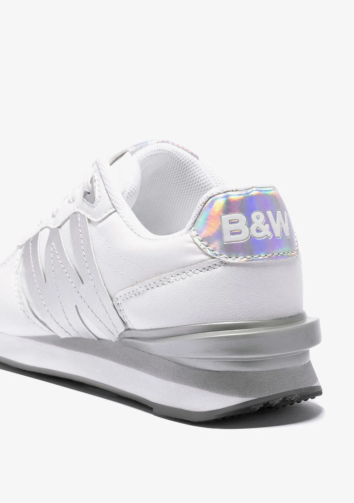 Girl's White Silver Logo Sneakers B&W