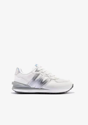 Girl's White Silver Logo Sneakers B&W