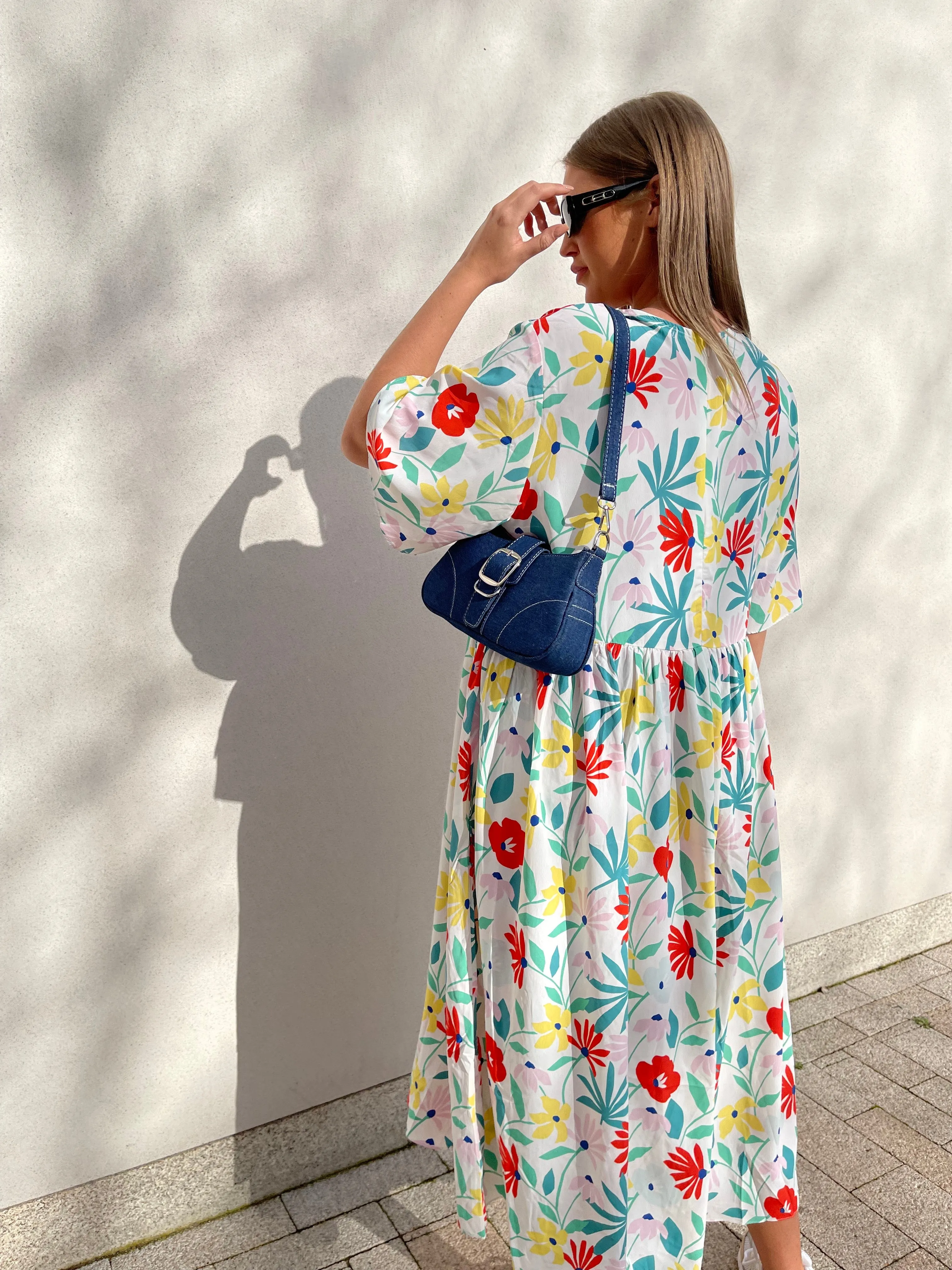 Glamorous Curve Bright Multi-Floral Midi Dress