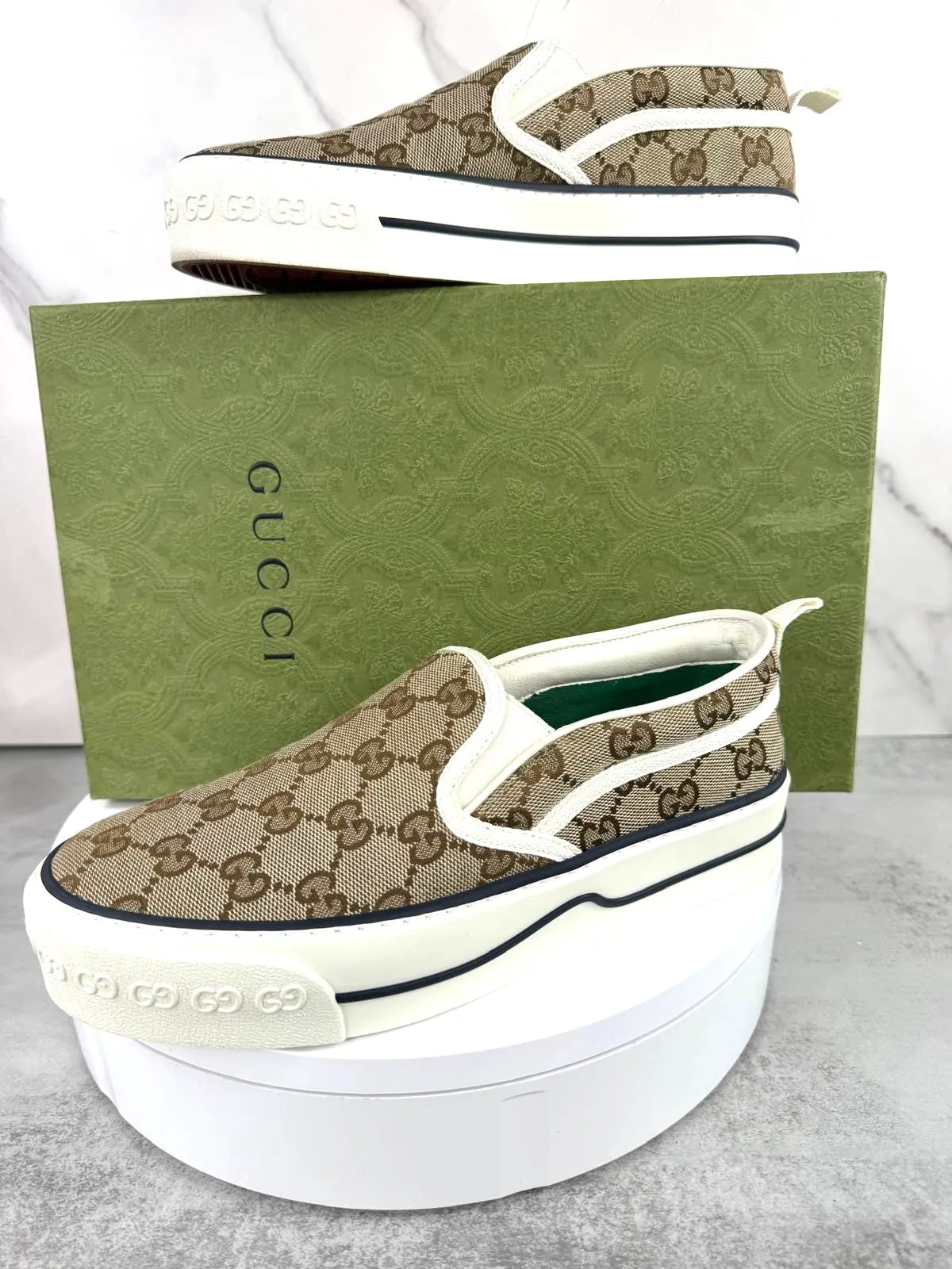 GUCCI GG MONOGRAM TENNIS 1977 SLIP-ON SNEAKERS