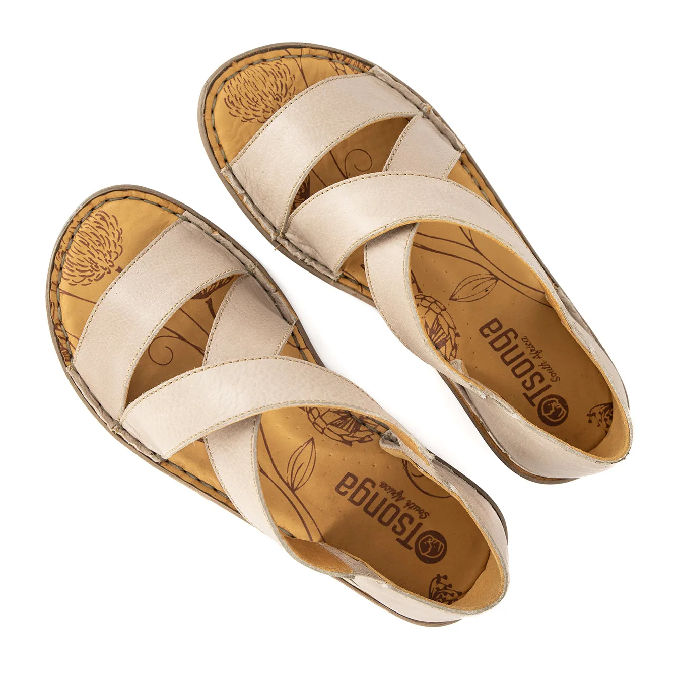 Intuva : Ladies Leather Sandal in Gravel Vintage