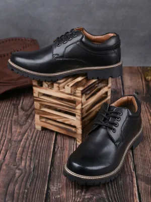 Jet Black Derby Lace Up Boots