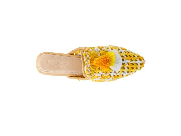 MARIANA WOVEN FLAT MULES WITH TASSELS