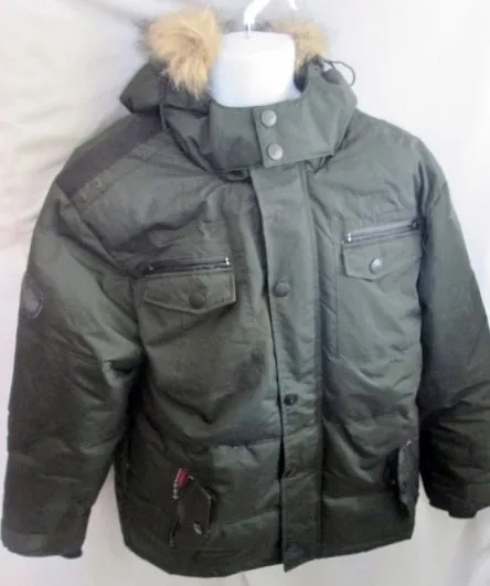 Mens CANADA WEATHERGEAR SUPER TRIPLE GOOSE DOWN JACKET Coat Puffer Winter XL GREEN BLACK