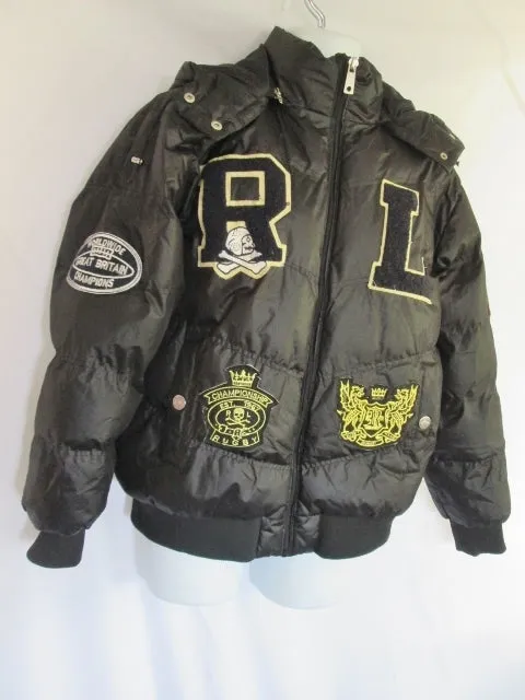 Mens  RALPH LAUREN RUGBY 41381 JACKET Coat Puffer BLACK L SKULL PATCH FOOTBALL