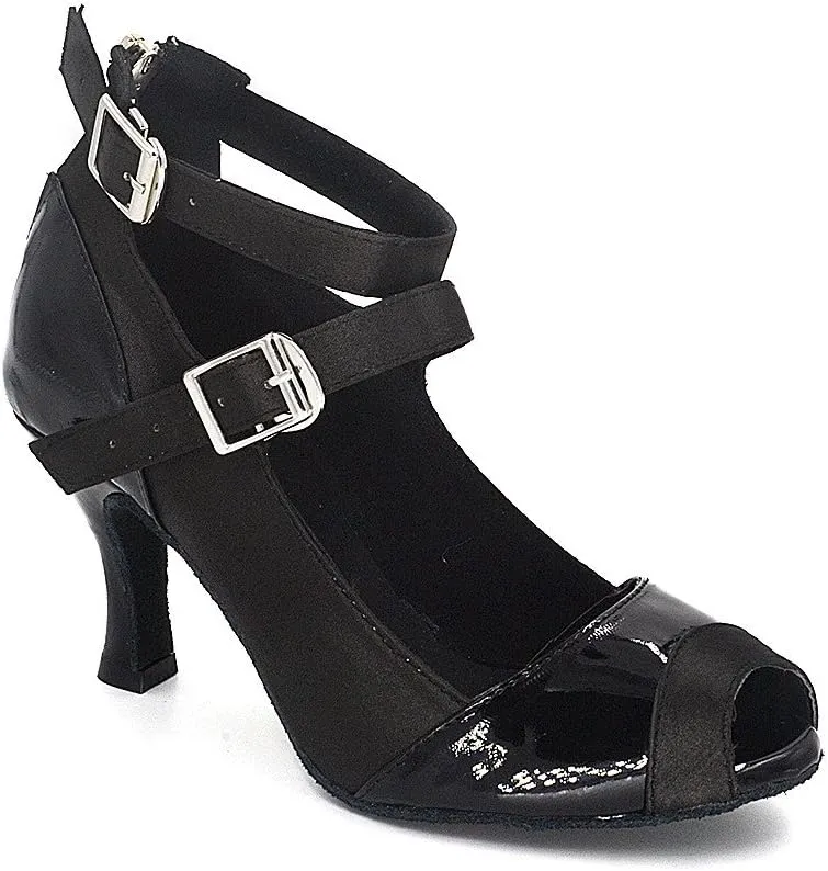 Misu Women's Peep Toe Sandals Latin Salsa Tango Practice Ballroom Dance Shoes with 2.7" Heel