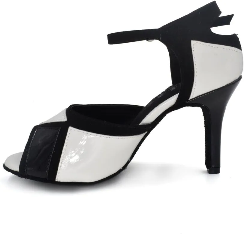 Misu Women's Peep Toe Sandals Latin Salsa Tango Practice Ballroom Dance Shoes with 3.9" Heel