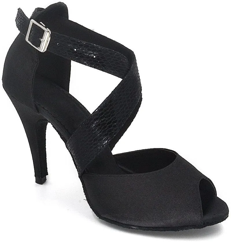 Misu Women's Peep Toe Sandals Latin Salsa Tango Practice Ballroom Dance Shoes with 3.9" Heel