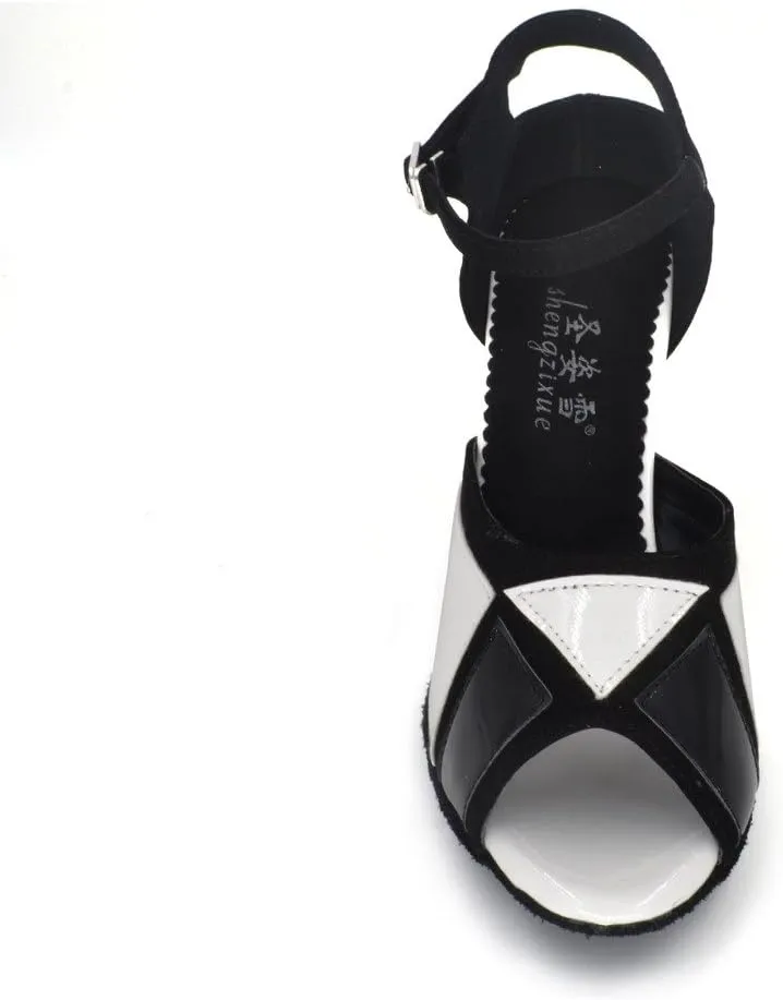 Misu Women's Peep Toe Sandals Latin Salsa Tango Practice Ballroom Dance Shoes with 3.9" Heel