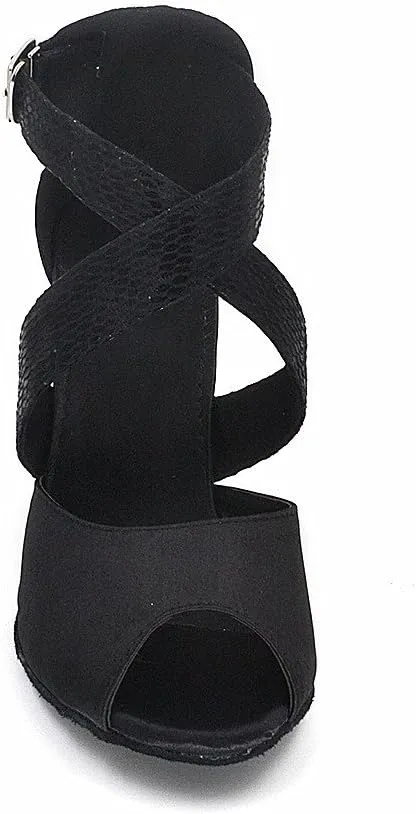 Misu Women's Peep Toe Sandals Latin Salsa Tango Practice Ballroom Dance Shoes with 3.9" Heel