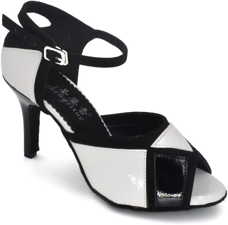 Misu Women's Peep Toe Sandals Latin Salsa Tango Practice Ballroom Dance Shoes with 3.9" Heel