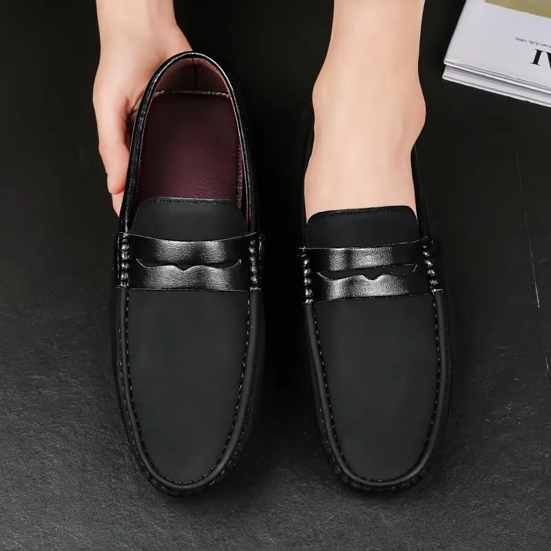 New Men's Loafers Penny Loafers Vegan Leather Driving Loafers Flexible Flat Heel Anti-Slip Walking Slip-on