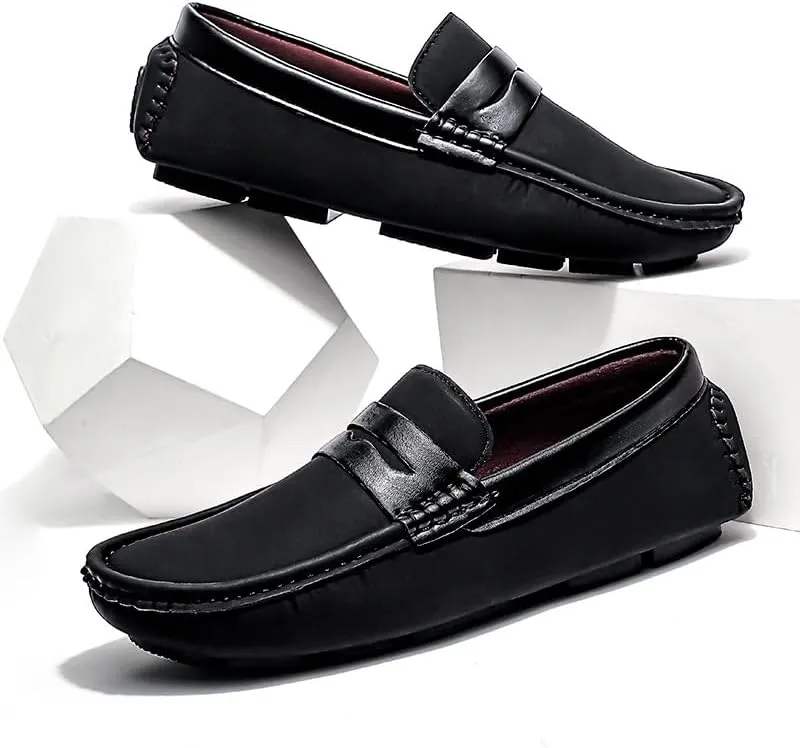New Men's Loafers Penny Loafers Vegan Leather Driving Loafers Flexible Flat Heel Anti-Slip Walking Slip-on