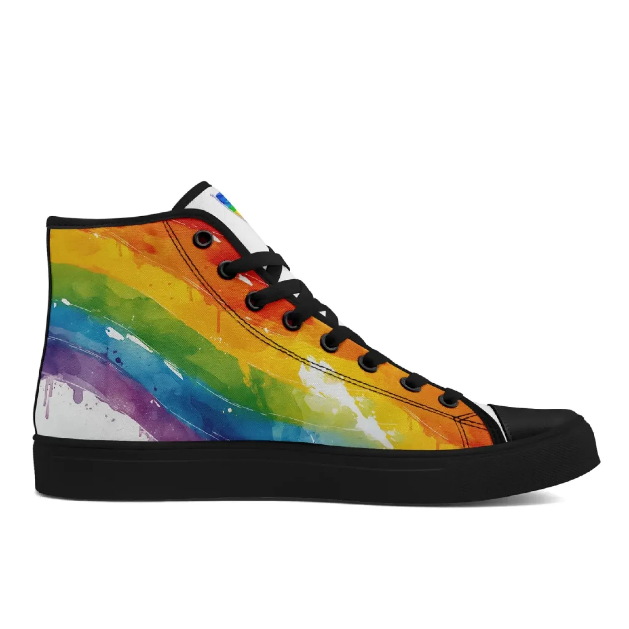 Personalized Pride Moon High Tops Sneakers, Custom LGBTQ  Rainbow Moon Sneakers, Stylish Unisex Shoes