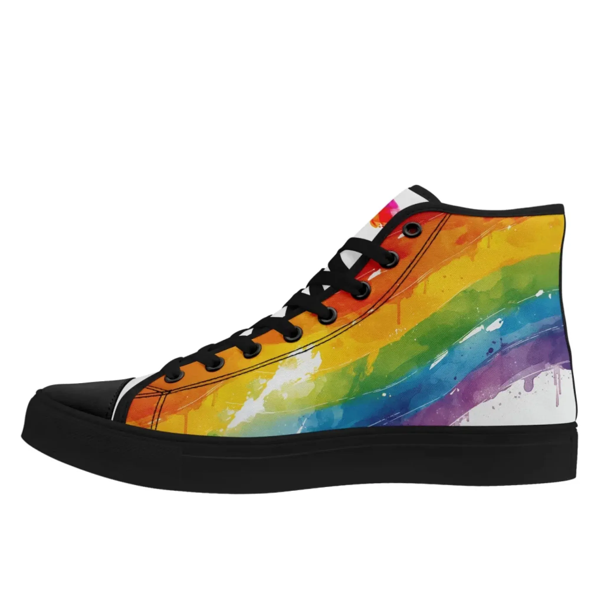 Personalized Pride Moon High Tops Sneakers, Custom LGBTQ  Rainbow Moon Sneakers, Stylish Unisex Shoes