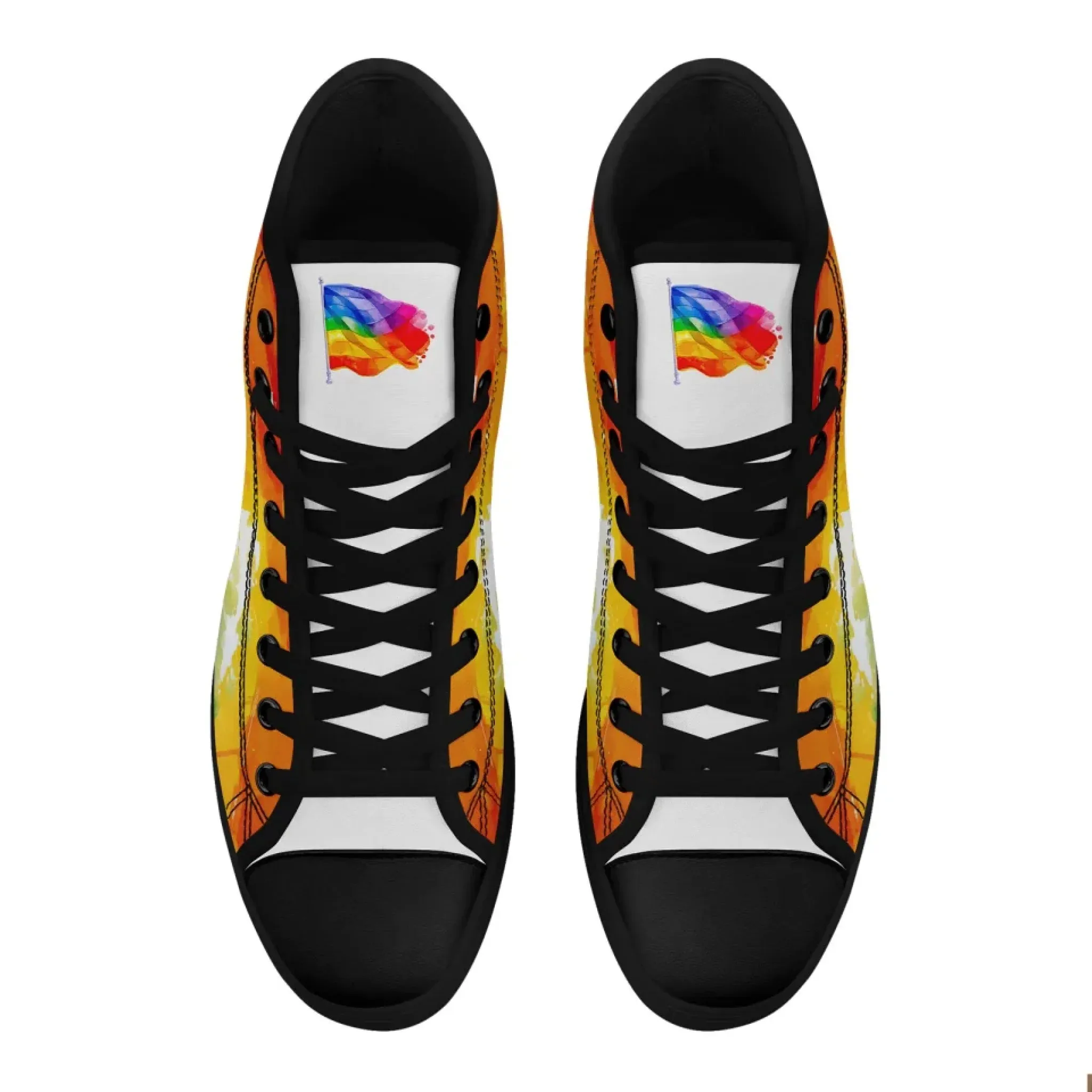Personalized Pride Moon High Tops Sneakers, Custom LGBTQ  Rainbow Moon Sneakers, Stylish Unisex Shoes