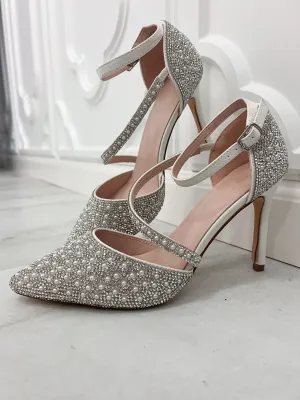 Rene Pearl Pointed Heels (Silver)