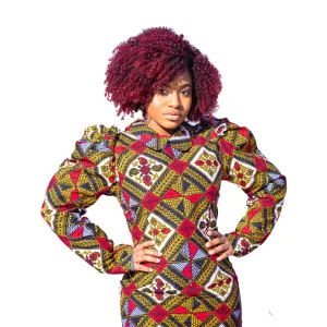 Sandra Long Sleeve Puff Shoulder Dress