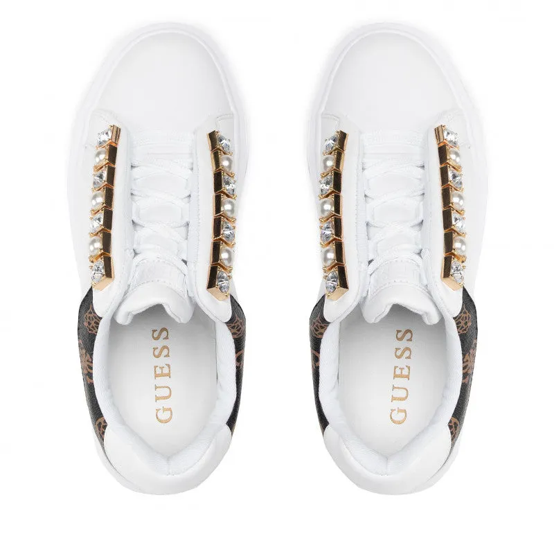 Scarpe Donna GUESS Sneakers Linea Haya Colore Bianco - Marrone