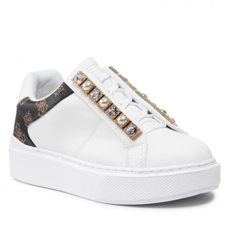Scarpe Donna GUESS Sneakers Linea Haya Colore Bianco - Marrone