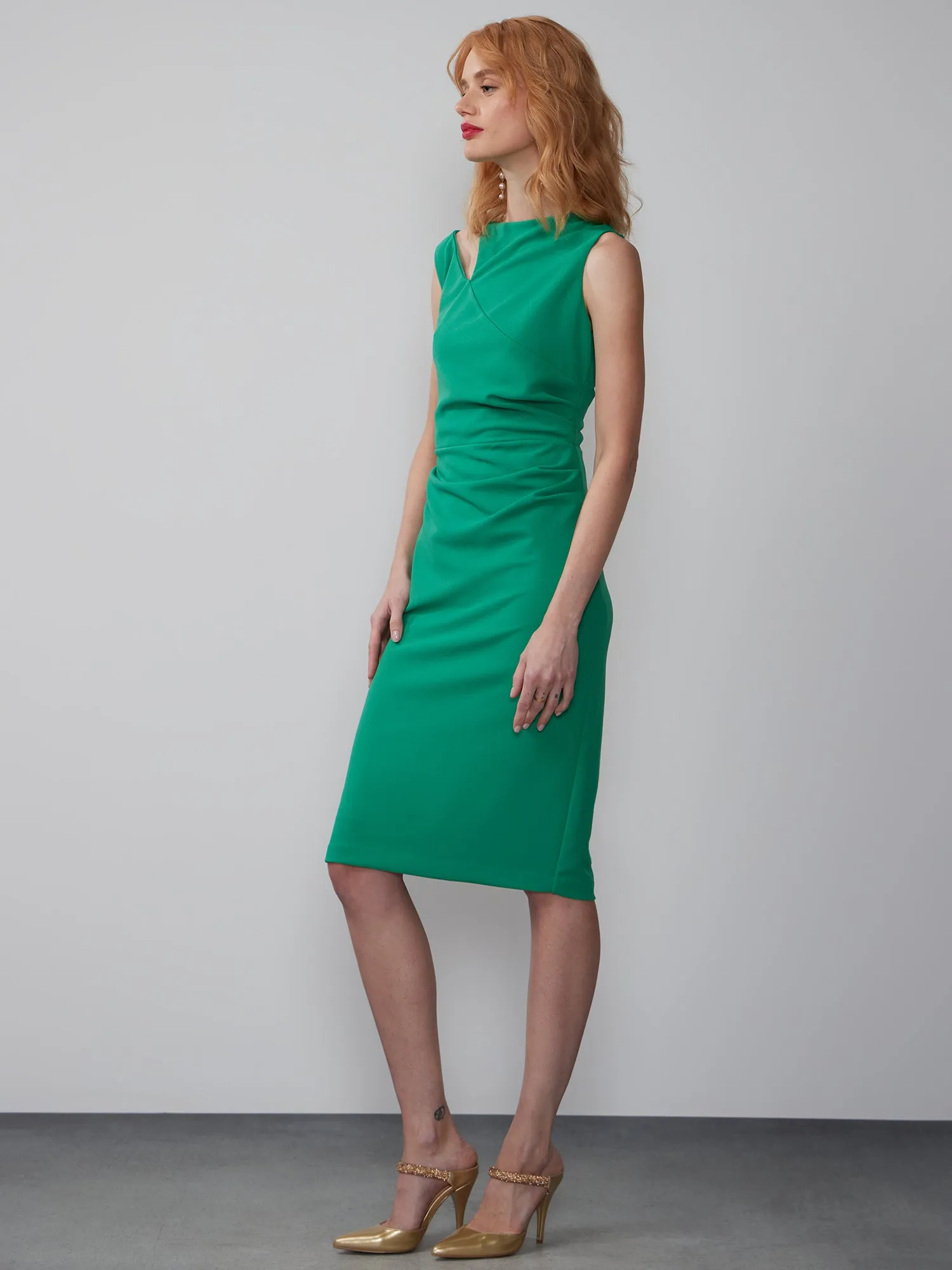 Sleeveless Shoulder Cut Out Sheath Dress