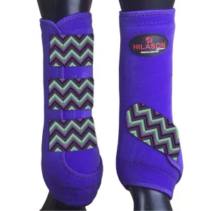 Small Hilason Horse Medicine Sports Boots Front Leg Purple Chevron