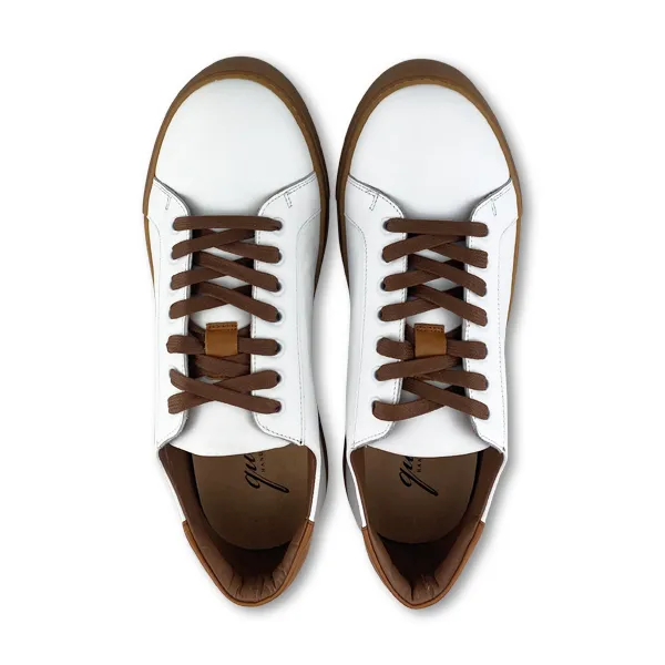 Sneakers Vibram pelle bianco riporto cuoio