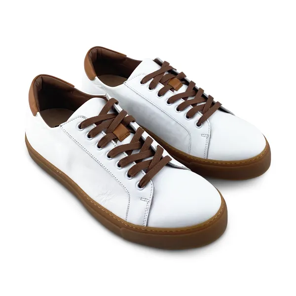 Sneakers Vibram pelle bianco riporto cuoio