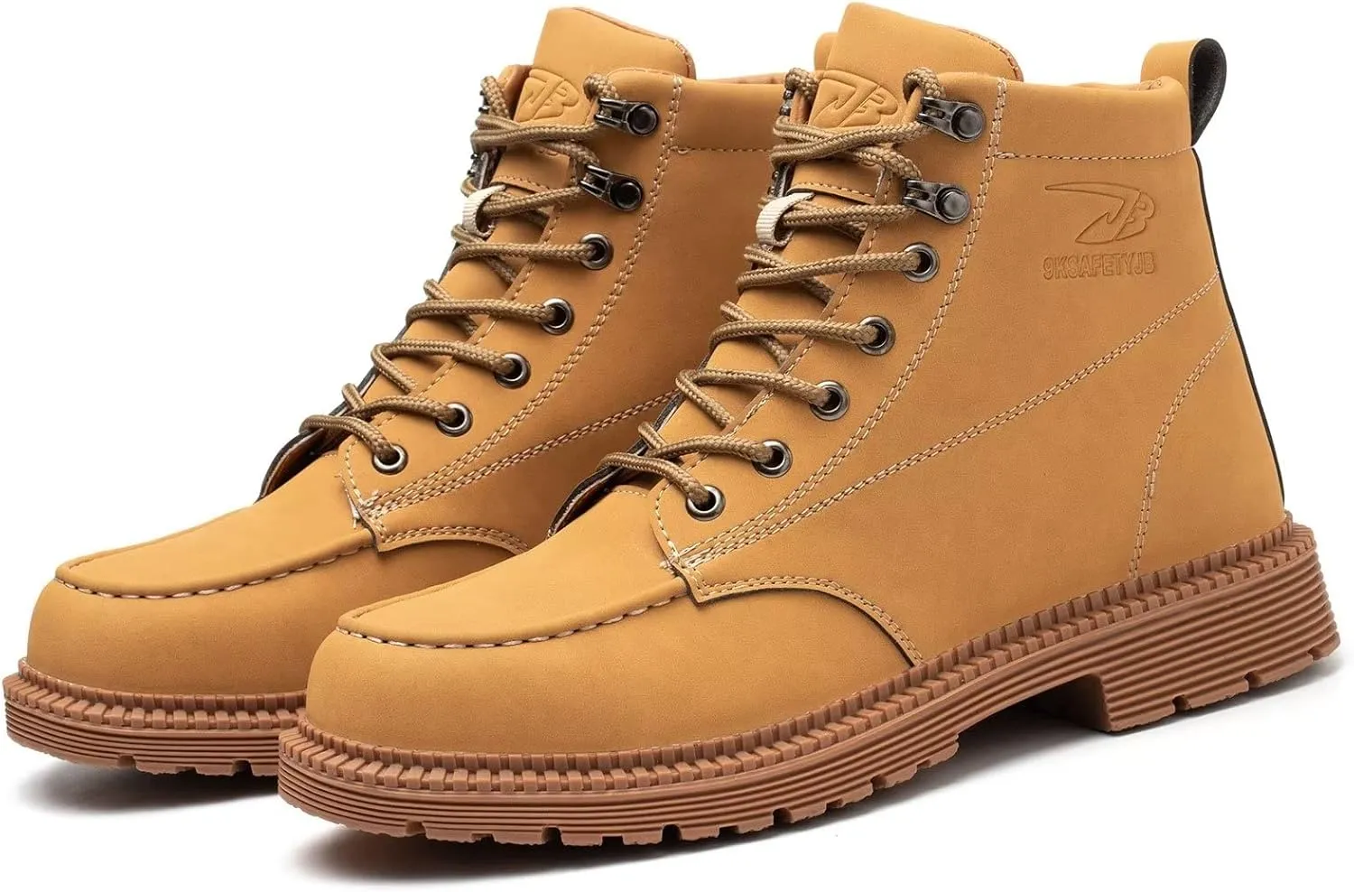 Tanleewa Leather Steel Toe Shoes for Men Waterproof Work Boots Lightweight Anti-Slip Construction Shoes Fashion Hiking Boots