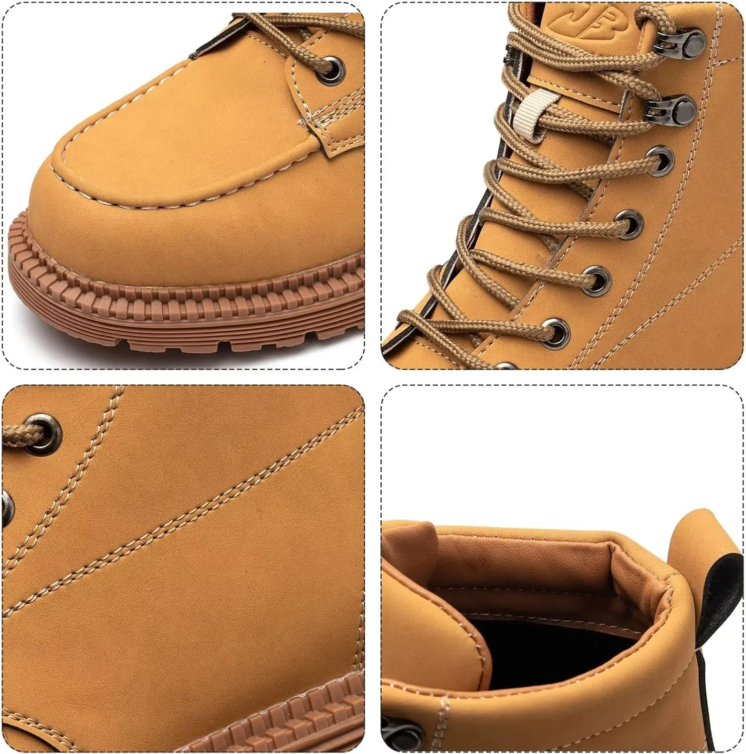 Tanleewa Leather Steel Toe Shoes for Men Waterproof Work Boots Lightweight Anti-Slip Construction Shoes Fashion Hiking Boots