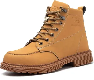 Tanleewa Leather Steel Toe Shoes for Men Waterproof Work Boots Lightweight Anti-Slip Construction Shoes Fashion Hiking Boots