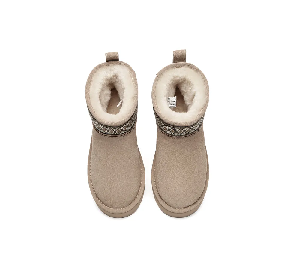UGG Boots Sheepskin Wool Woven Ankle Platform Grantlee