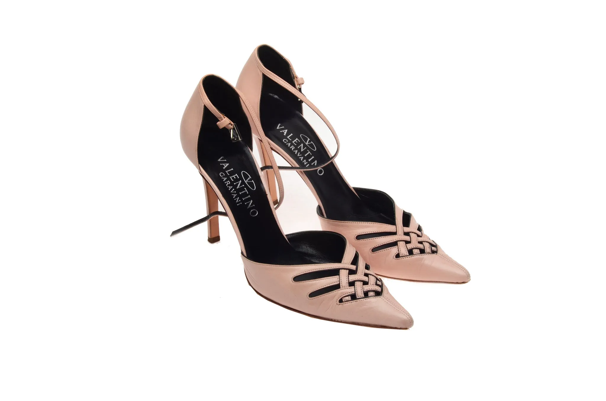 Valentino - Mauve Pointed Toe Heels with Cut Outs and Ankle Strap - IT 38
