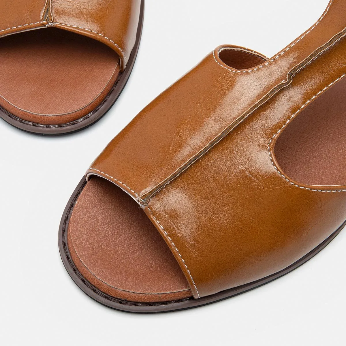 Vintage Black Flat Peep Toe Slip-on Sandals Plus Sizes